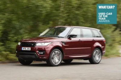 Range Rover Sport front quarter with What Car? logo